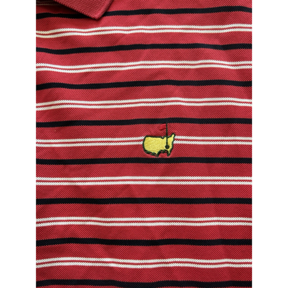 Augusta National Golf Shop Masters Red Striped Cotton Golf Polo Shirt Men XL - Picture 3 of 9